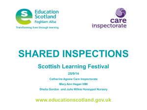 SHARED INSPECTIONS Scottish Learning Festival www.educationscotland.gov.uk 25/9/14