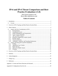 IPv6 and IPv4 Threat Comparison and Best- Practice Evaluation (v1.0)