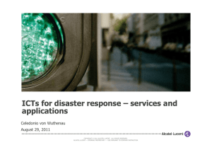 ICTs for disaster response – services and applications Celedonio von Wuthenau
