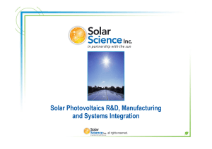 Solar Photovoltaics R&amp;D, Manufacturing and Systems Integration all rights reserved.