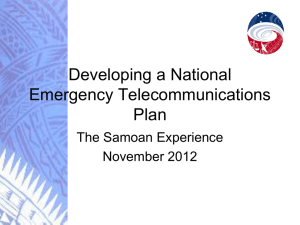 Developing a National Emergency Telecommunications Plan The Samoan Experience