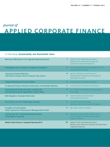 APPLIED CORPORATE FINANCE Journal of Sustainability and Shareholder Value