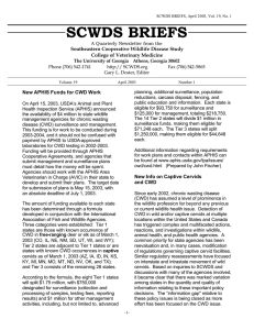 SCWDS BRIEFS Southeastern Cooperative Wildlife Disease Study College of Veterinary Medicine