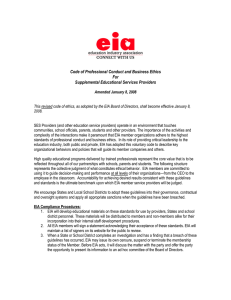 Code of Professional Conduct and Business Ethics For Supplemental Educational Services Providers