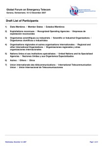 Draft List of Participants Global Forum on Emergency Telecom
