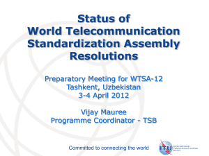 Status of World Telecommunication Standardization Assembly Resolutions