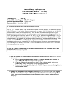 Annual Progress Report on Assessment of Student Learning Student Life Units