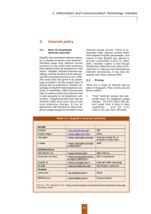 3. Internet policy 2. Information and Communication Technology markets