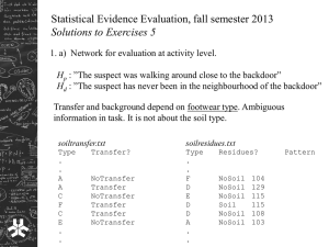 Statistical Evidence Evaluation, fall semester 2013 Solutions to Exercises 5