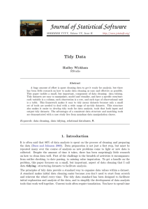 Journal of Statistical Software Tidy Data Hadley Wickham