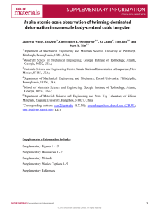 SUPPLEMENTARY INFORMATION In situ deformation in nanoscale body-centred cubic tungsten
