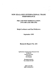 NEW ZEALAND'S INTERNATIONAL TRADE PERFORMANCE Research Report No.  231