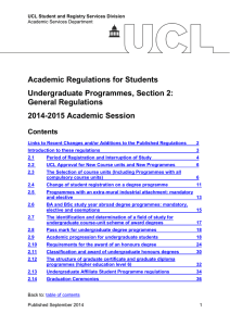 Academic Regulations for Students Undergraduate Programmes, Section 2: General Regulations