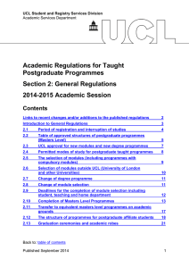 Academic Regulations for Taught Postgraduate Programmes Section 2: General Regulations