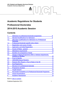 Academic Regulations for Students Professional Doctorates 2014-2015 Academic Session