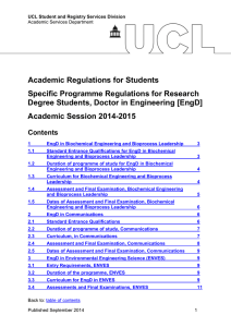 Academic Regulations for Students Specific Programme Regulations for Research