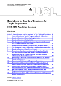 Regulations for Boards of Examiners for Taught Programmes 2014-2015 Academic Session