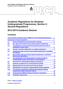 Students’ Academic Regulations for Undergraduate Programmes, Section 2: