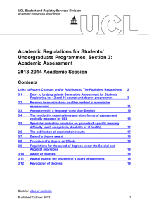 ’ Academic Regulations for Students Undergraduate Programmes, Section 3: