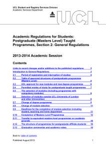 Academic Regulations for Students: Postgraduate (Masters Level) Taught