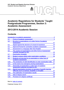 Academic Regulations for Students’ Taught Postgraduate Programmes, Section 3: Academic Assessment