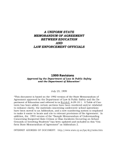 A UNIFORM STATE MEMORANDUM OF AGREEMENT BETWEEN EDUCATION AND