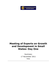 Meeting of Experts on Growth and Development in Small States: Day One
