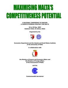 A NATIONAL CONFERENCE TO DISCUSS A COMPETITIVENESS STRATEGY FOR MALTA