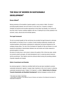 THE ROLE OF WOMEN IN SUSTAINABLE DEVELOPMENT Grace Attard