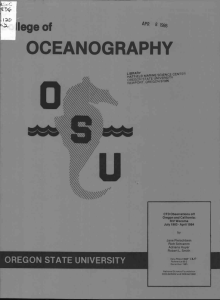 OCEANOGRAPHY liege of immo OREGON STATE UNIVERSITY