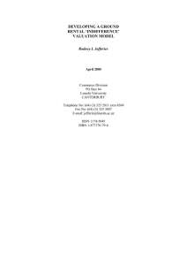 DEVELOPING A GROUND RENTAL ‘INDIFFERENCE’ VALUATION MODEL Rodney L Jefferies