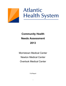 Community Health Needs Assessment 2013 Morristown Medical Center