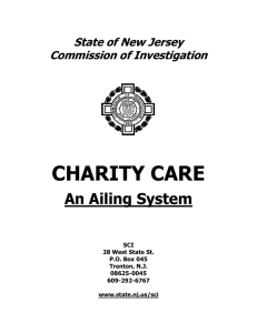 CHARITY CARE An Ailing System State of New Jersey Commission of Investigation