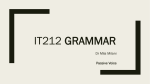 IT212 GRAMMAR Dr Mila Milani Passive Voice