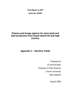 Pasture and forage options for store lamb and country.