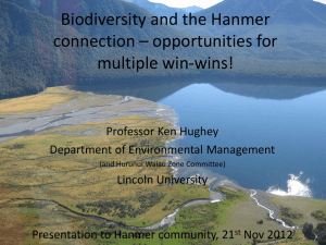 Biodiversity and the Hanmer connection – opportunities for multiple win-wins!