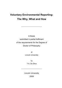 Voluntary Environmental Reporting: The Why, What and How