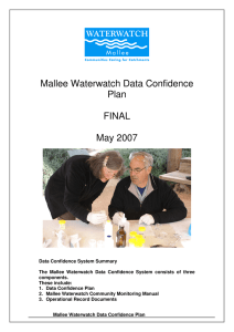 Mallee Waterwatch Data Confidence Plan  FINAL