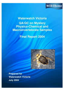Waterwatch Victoria QA/QC on Mystery Physico-Chemical and Macroinvertebrate Samples