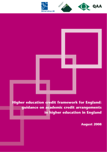 Higher education credit framework for England: guidance on academic credit arrangements