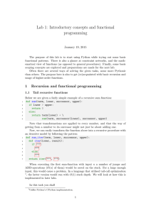 Lab 1: Introductory concepts and functional programming January 19, 2015