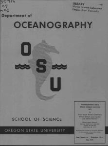 OCEANOGRAPHY SCHOOL OF SCIENCE OREGON STATE UNIVERSITY Q-1?