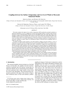 Coupling between Sea Surface Temperature and Low-Level Winds in Mesoscale 146 Q