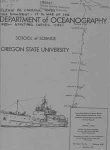 EPARTMENT OCEANOGRAPHY OREGON STATE UNIVERSITY of