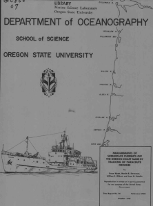 DEPARTMENT of OCEANOGRAPHY OREGON STATE UNIVERSITY 7 SCHOOL of SCIENCE