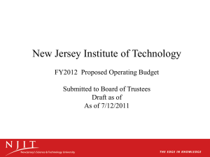 New Jersey Institute of Technology FY2012  Proposed Operating Budget