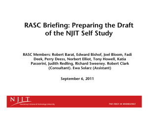 RASC Briefing: Preparing the Draft of the NJIT Self Study