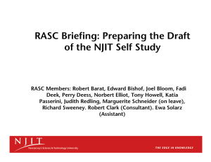 RASC Briefing: Preparing the Draft of the NJIT Self Study