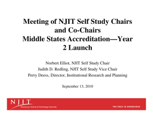 Meeting of NJIT Self Study Chairs and Co-Chairs Middle States Accreditation—Year 2 Launch