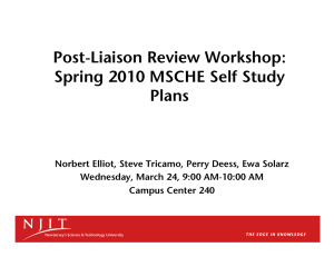 Post-Liaison Review Workshop: Spring 2010 MSCHE Self Study Plans